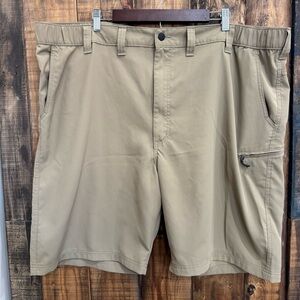 Wrangler Shorts Men Size 48 Tan/Khaki Elastic Waist Casual Outdoor Hiking